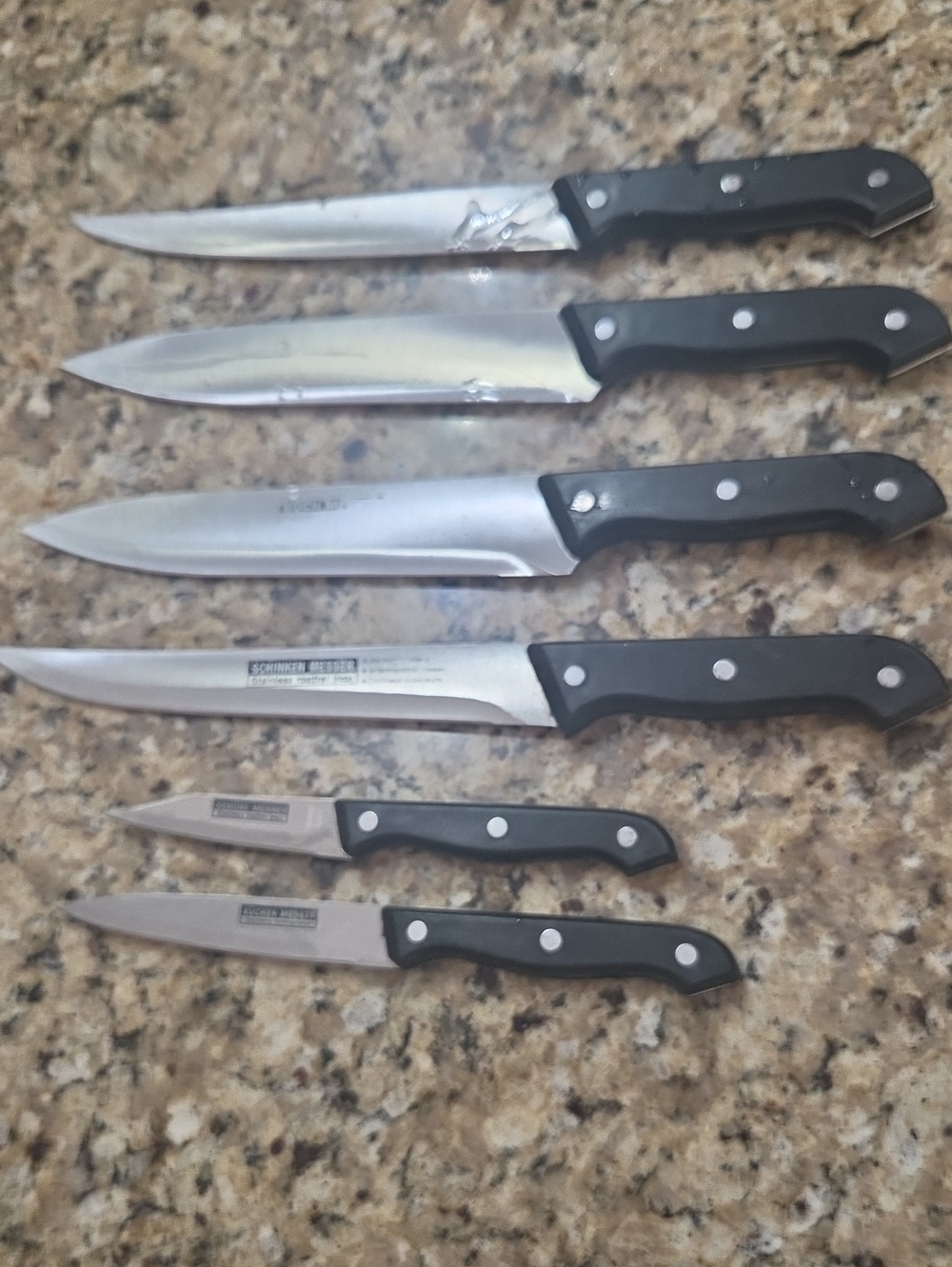 Black Handle Stainless Steel Kitchen Knife Set - Home Kitchen